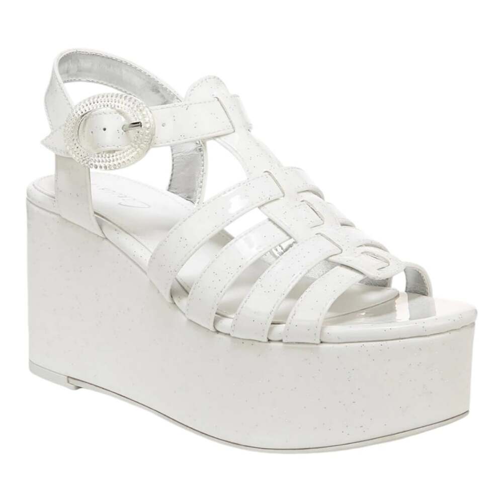 Circus by Sam Edelman Golda White Glitter Platform Gladiator Sandals Size 9